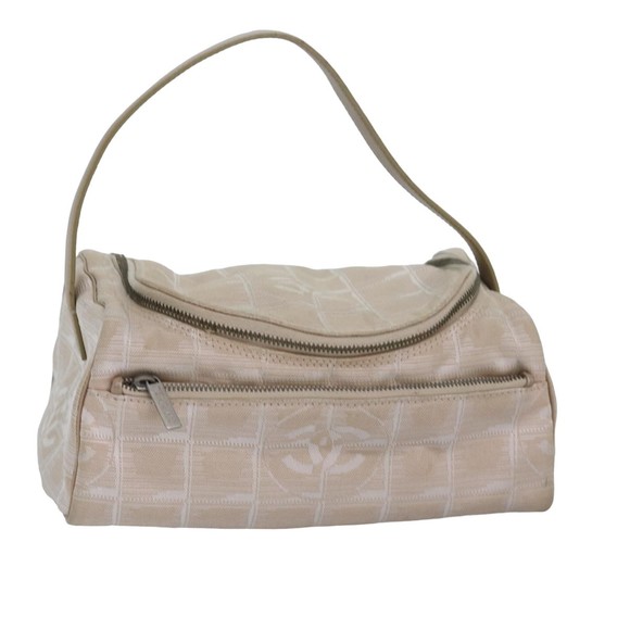 CHANEL New Travel Line Vanity Pouch Nylon Beige CC Auth ac3094 - Picture 1 of 16